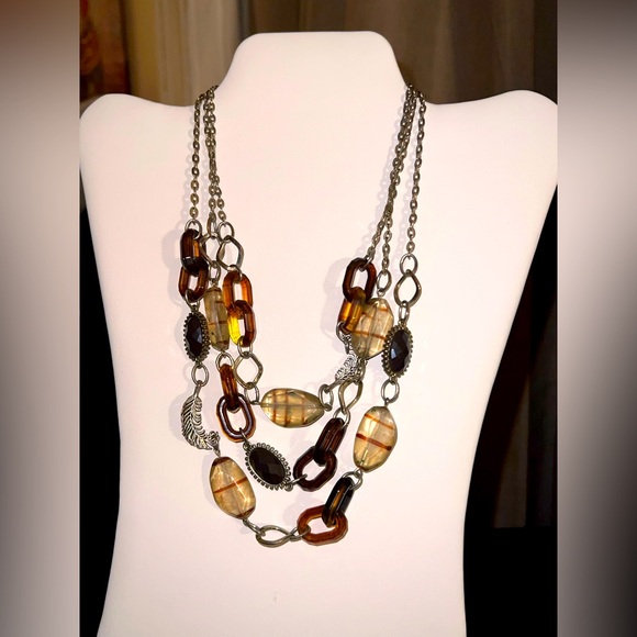🎆 3 for $20 🎆  New York & Company Multi-Strand Amber Statement Necklace - Picture 5 of 8